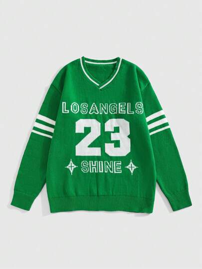 Street Life Pull tricoté à motif col V pour homme