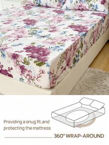 4pcs 100% Polyester Butterfly Print Bedding Set (2 Pillowcases + 1 Bed Sheet + 1 Fitted Sheet), Modern Polyester Bedding Set Suitable For All Seasons - Multicolor - View 7