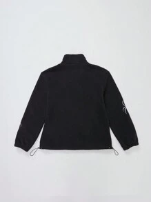 ROMWE MEN Goth Chaqueta casual con cremallera delantera para hombres con estampado de araña, diseño minimalista, Halloween