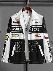 Manfinity EMRG Men's Contrast Color Printed Long Sleeve Jacket