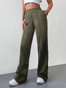 EURMUSE 100% 纯棉女式休闲纯色喇叭运动裤