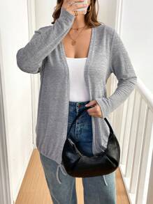 SHEIN Essnce 2pcs Plus Size Plain Casual Long Sleeve Jacket Set