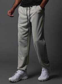 SUMWON Activewear Comfort Premium Jogger With Reflective Print & Concealed Zip Pockets - Light Grey - View 4