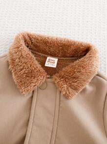 Cozy Pixies 男婴侧口袋翻领长袖加厚羊毛夹克 - 卡其色 - 查看 8