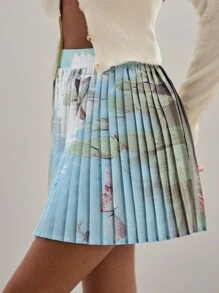 COSMINA 女士休闲假日风格花卉印花荷叶边半身裙，夏季 - 彩色 - 查看 5