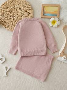 Bộ áo len đan thủ công cho bé gái có thêu hình dâu tây và hoa, mềm mại & ấm áp, dễ thương & thanh lịch, thích hợp cho các chuyến đi chơi, du lịch, gia đình, tiệc tùng - Hồng - Xem 2