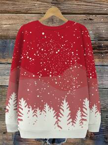 INAWLY Blusa feminina casual de manga comprida com estampa de boneco de neve, gola redonda, ideal para o dia a dia e para o outono. - Multicolorido - Ver 2