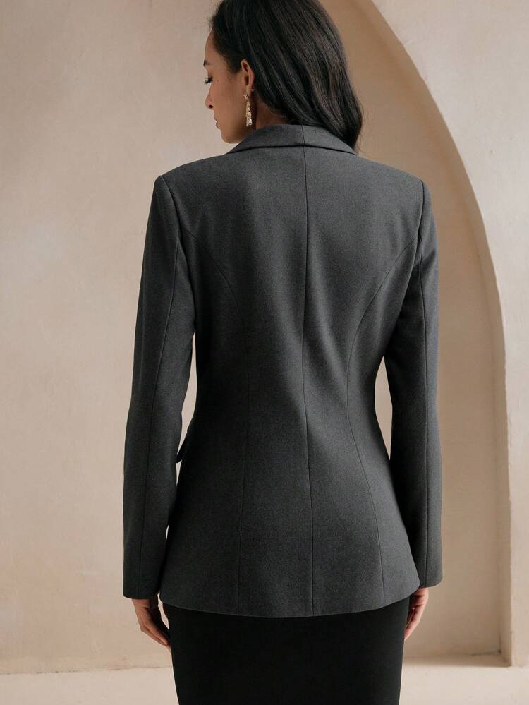 Women's Floral Embellished Beaded Fitted Lapel Blazer