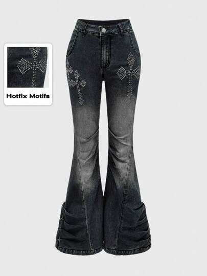 パンツ 00s destroy studded flare denim Y2K punk Amazon.com: Womens Vintage Punk Gothic Jeans Y2K Teen Girls