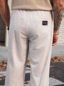 Manfinity VCAY Pantalones casuales de pierna recta con cintura elástica tejida para hombre, adecuados para otoño