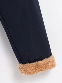 SHEIN Pantaloni tessili termici imbottiti, stile casual, vestibilità dritta, per ragazzi, tinta unita, adatti per scuola, giardino, compleanni, autunno, Ognissanti, Natale, Ringraziamento, stagione autunno/inverno