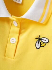 Souflis Souflis 寶寶女裝夏季休閒蜜蜂刺繡POLO領連衣裙 - 黃色 - 查看 4