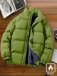 Manfinity Homme Chaqueta acolchada holgada con bolsillo ladeado para hombre