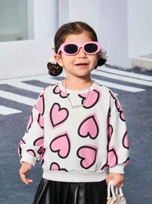 SHEIN Cute And Versatile Baby Girl Cartoon Printed Round Neck Long Sleeve Sweatshirt, Autumn/Winter Season