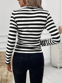 SHEIN Clasi Áo thun cổ bẻ in họa tiết da báo thu đông/đông Quần áo mùa đông cho nữ Áo cổ lọ tay dài Áo thun giữ nhiệt Áo lót tay dài - Nhiều màu - Xem 2