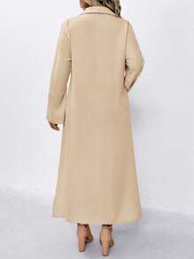 SHEIN LUNE Plus Size Women Casual Khaki Pocket Dress