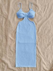 Soleia Camiseta sin mangas casual de vacaciones, con espalda de enrejado sexy, de tela texturizada