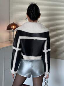 Aloruh Barn Jackets,Women's Thick Fluffy Lined Coat, New For Autumn/Winter - Black - View 2