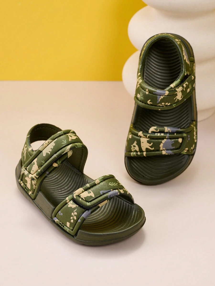 Toddler Boys Cute Cartoon Casual Lightweight Breathable Sandals For Summer - Green - View 1