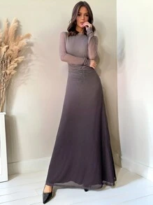 Firerie 女士优雅度假休闲褶皱扎染印花网眼修身褶皱 A 字裙，适合办公室/通勤、春/夏 - 彩色 - 查看 1