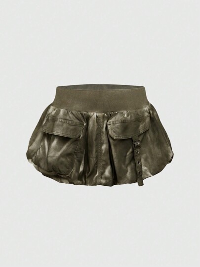 Grunge Punk Y2K Distressed Extra-Short Denim Bubble Skirt