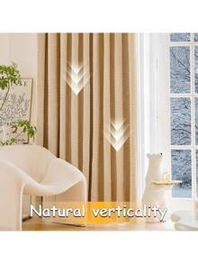1 tấm rèm cản sáng dày giữ nhiệt mùa đông, chất liệu mềm mại, rèm cản sáng và chống gió ấm áp, thích hợp cho vách ngăn phòng khách và phòng ngủ - Màu be - Xem 5