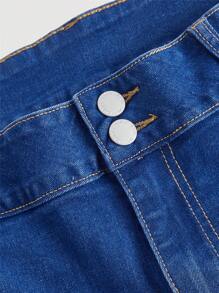 SHEIN MOD Plus Size Sexy Skinny Stretchy Flare Jeans, Blue