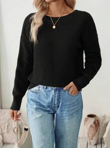 Calvaya Women Casual Everyday Bowknot Embellished Drop Shoulder Sweater, Autumn/Winter