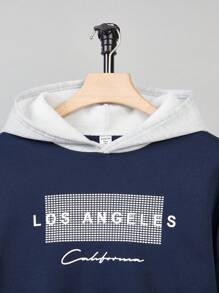 SHEIN 2 Stück/Set Kontrast-Farbblock Hoodie und Jogginghose Set für Teenager Jungen, sportliches Outfit für Frühling/Herbst, Valentinstag - Verschiedenfarbig - Übersicht 6