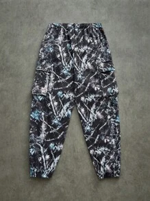 SHEIN Pantalones holgados informales de camuflaje con cordón para niños preadolescentes