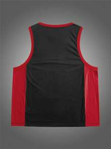 Mainfolk Plus Size Men Summer Color Block Urban Streetwear Knit Sleeveless Tank Top - Multicolor - View 2
