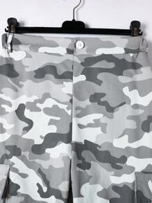 SHEIN 青少年男孩休閒迷彩風格灰口袋條紋束口長褲 - 彩色 - 查看 7