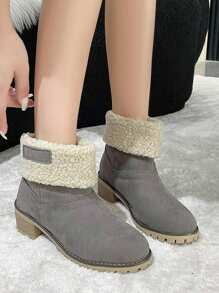 2-In-1 Girl Thick Heel Mid-Calf Boots For Outdoor Snow/Winter, Warm