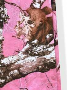 Manfinity EMRG Pantalones deportivos informales con diseño de hojas y ramas todo sobre todo y diseño gráfico de número - Rosa - Ver 3