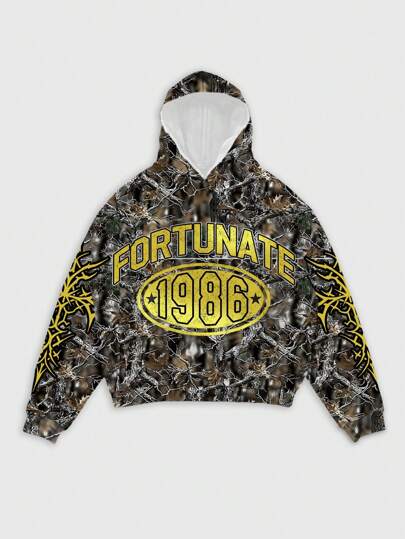 Street Life Men's Withered Tree Branch Camouflage Hoodie, Streetwear