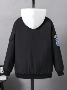 SHEIN Teen Boys Thickened Thermal Lined Outdoor Sports Fashionable Pilot Jacket, Windproof Multi-Pocket Bomber Jacket For Winter