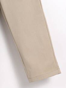 SHEIN 1pc Young Boy's Solid Color Straight Fit Woven Pants - Khaki - View 3