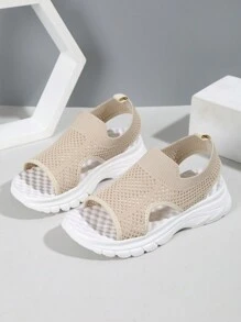 1pair Kids Fashionable Breathable Mesh-Paneled Outdoor Sports Sandals For Boys & Girls