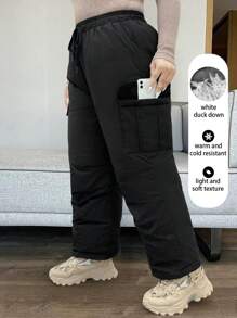 Flirla Pantalones con plumón para servicios, versátiles y a prueba de viento para actividades al aire libre en invierno