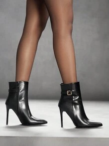 CUCCOO SZL 女士高跟尖头中筒靴 - 黑色 - 查看 4