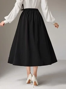 Modelyn Váy đính ngọc trai thanh lịch cho nữ, mùa thu - màu đen - Xem 2