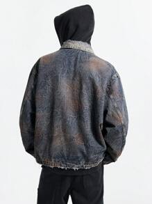 NEON BLANC Men's Retro Washed Denim Long Sleeve Jacket