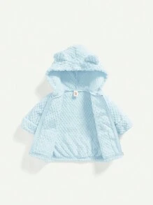 Cozy Pixies Baby Girl Solid Color Hooded Thick Fleece Jacket - Blue - View 3