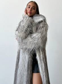 Aloruh Women Mid-Length Fluffy Winter Warm Elegant Coat - Multicolor - View 3