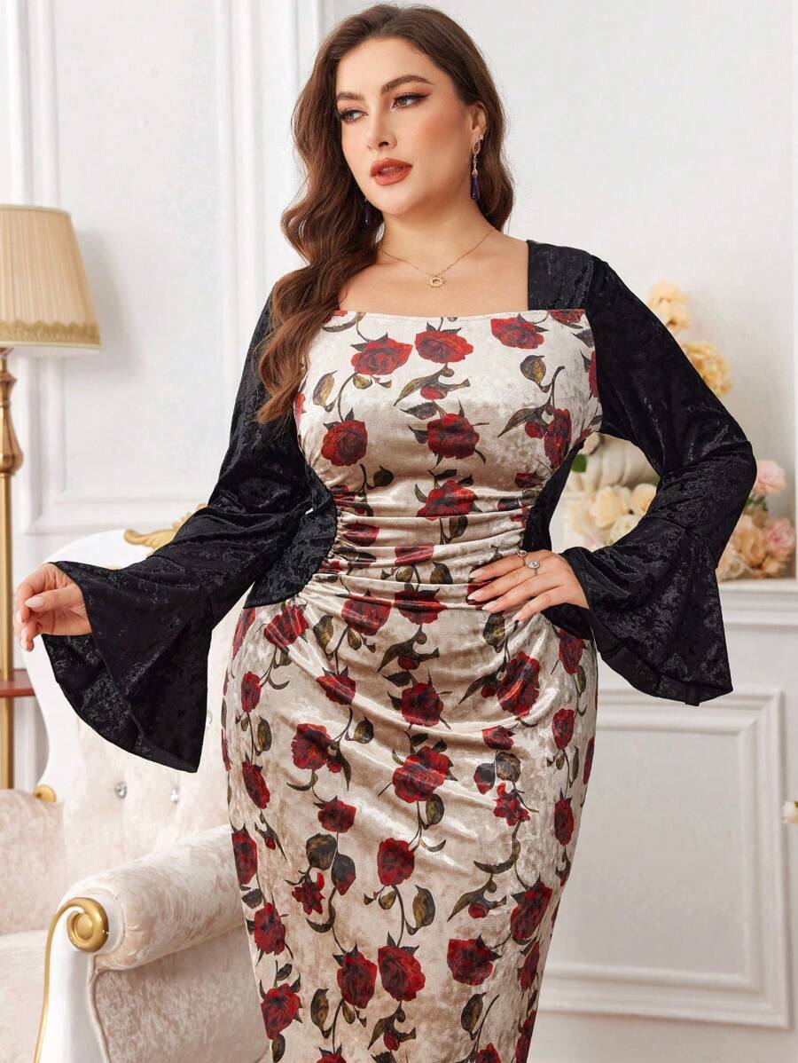 Modelyn Plus Size Sexy & Minimalist Form-Fitting Dress Long Evening Dresses - Black - View 1