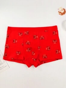 SHEIN 4 件装 青少年男童简约虎纹印花平角内裤 - 彩色 - 查看 2