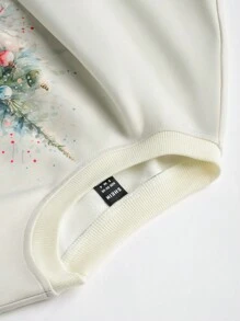 INAWLY Full Print Christmas Tree Pattern Round Neck Drop Shoulder Long Sleeve Long Christmas Sweatshirt For Women Pullover Fall Outfit - Multicolor - View 4