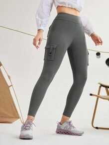 In My Nature Damskie legginsy z kieszeniami w jednolitym kolorze, odpowiednie do uprawiania sportu