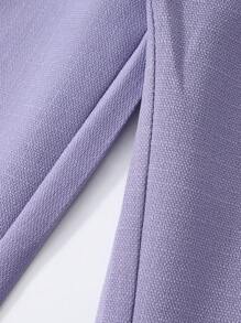 3pcs Tween Girl Outfit : Collared Shirt + Cardigan Vest + Pants Set - Purple - View 7