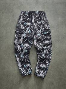 SHEIN Pantalones holgados informales de camuflaje con cordón para niños preadolescentes
